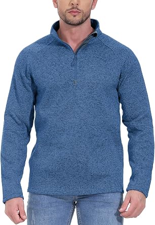 Gopune Mens Quarter-Zip Jacket Long Sleeve Outdoor Athletic Pullover Sweater