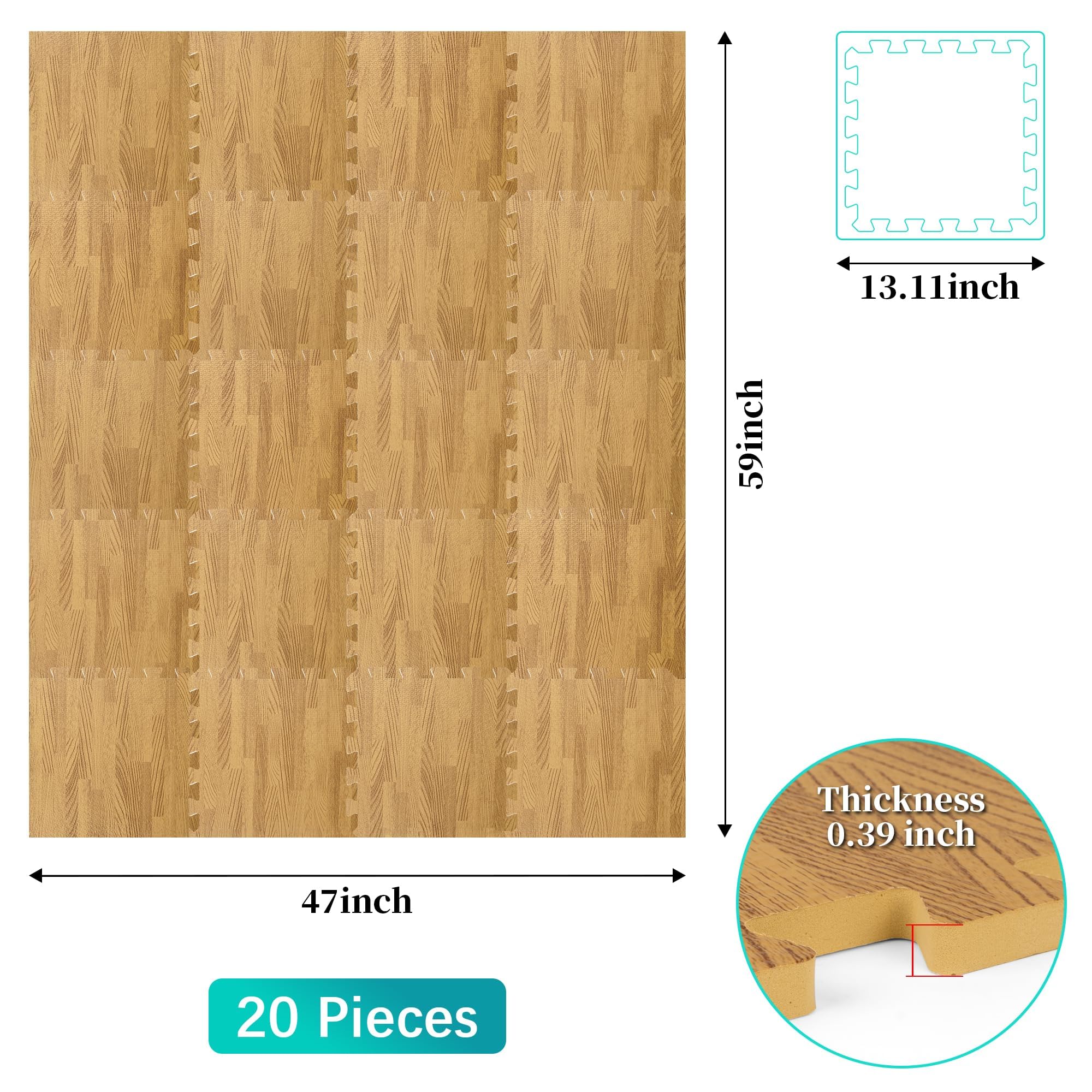 Esterilla Puzzle Fitness 20 Unidades 30x30 cm Alfombra Antideslizante Negro