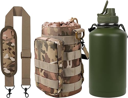 Botella de agua aislada con popote de 128 onzas jarra de agua grande de acero inoxidable de un galón con bolsa de transporte mantiene el calor y el