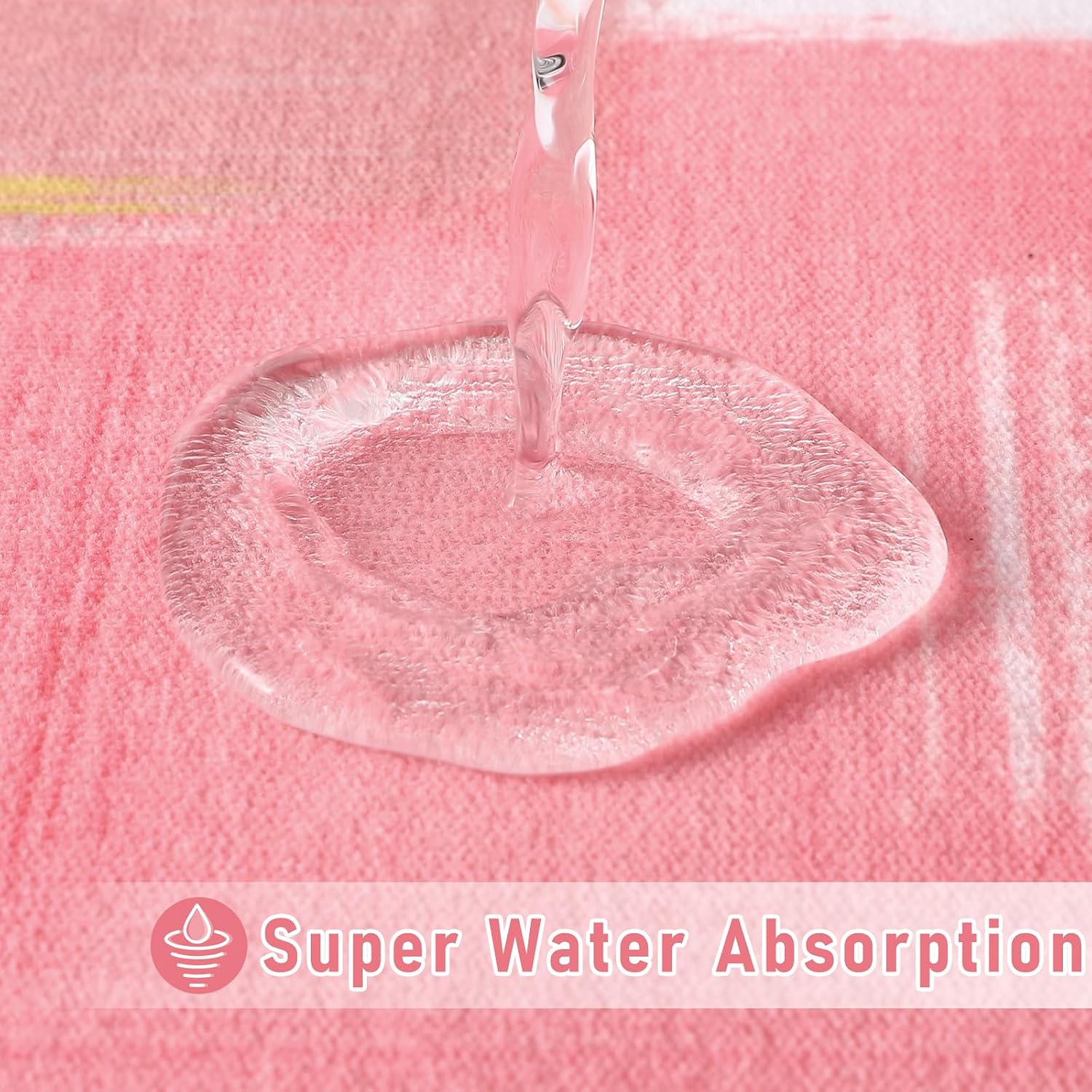 XLHOMO Pink Memory Foam Bathroom Rug Sets 5 Piece, Absorbent Non-Slip Bath Mat with Toilet Lid Cover for Bathroom, Extra Thick Water Absorbent Pink Bath Rugs for Tub, Toilet and Floor