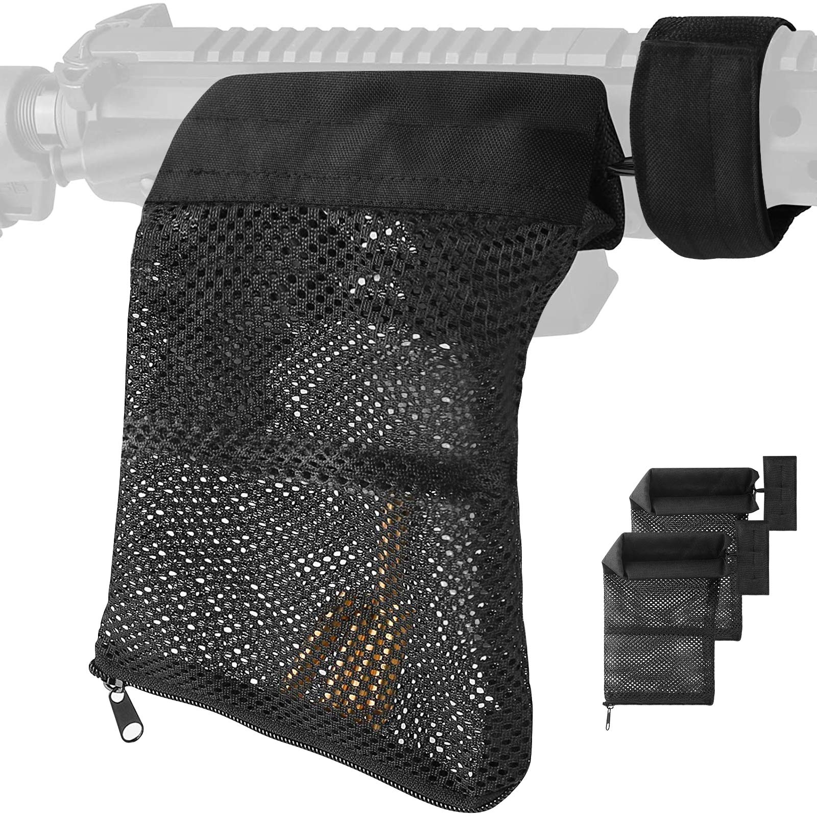 Linkidea 2 Pack Brass Shell Catcher with Heat Resistant Mesh and Zippered Bottom, Nylon Mesh Collector for Shooting Training