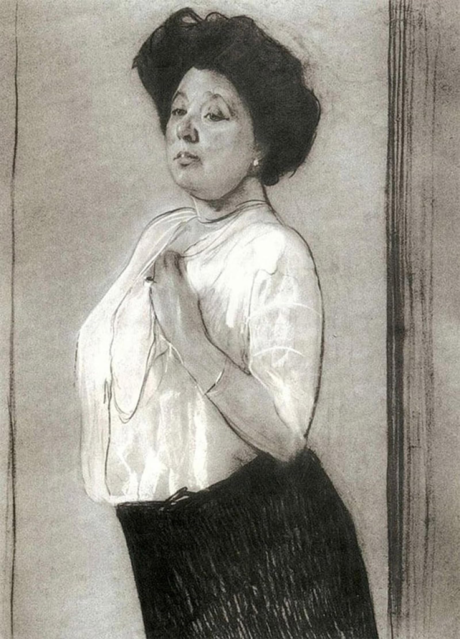 ARTXLXXBN Famous Painting Canvas Artwork Graffiti Print Portrait of Nadezhda Lamanovan by Valentin Aleksandrovich Serov Portrait Canvas Image for Home Decor 60x90cm