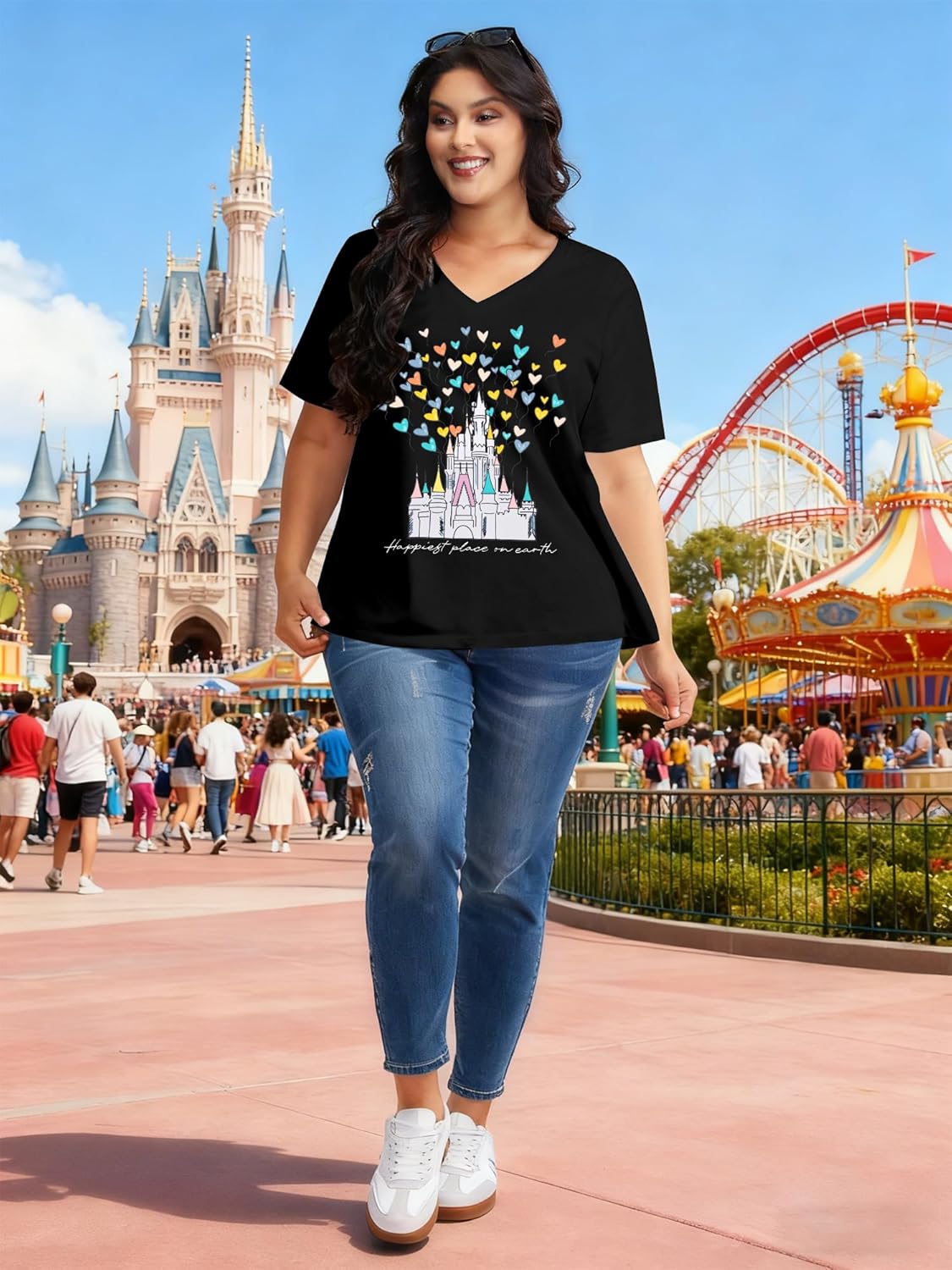 Plus Size Magic Kingdom Shirts for Women Castle Graphic T Shirt Cute Holiday Shirt Princess Tee Funny Vacation Tops - Image 7
