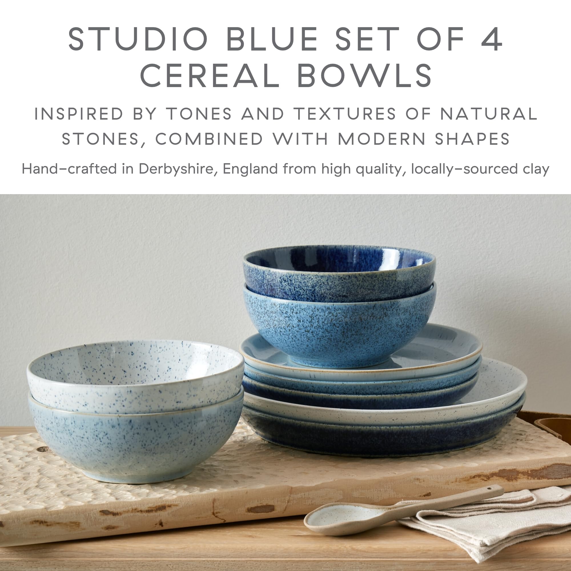 Amazon.com: Denby - Studio Blue Cereal Bowls Set of 4 - Dishwasher