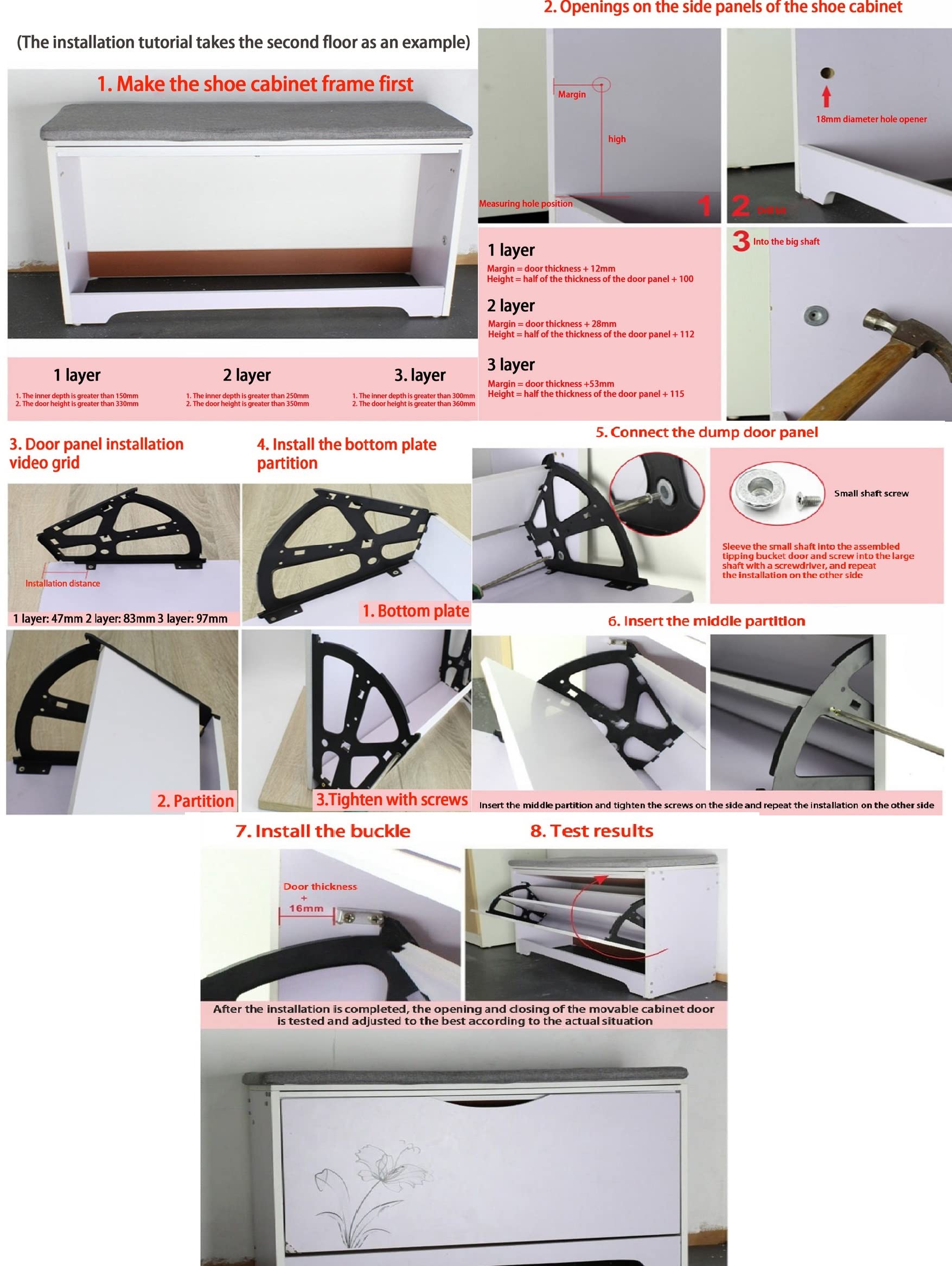 Bisagras de acero inoxidable para cajones de zapatos, 2 piezas, accesorios de repuesto para estante de Turing (2 capas)