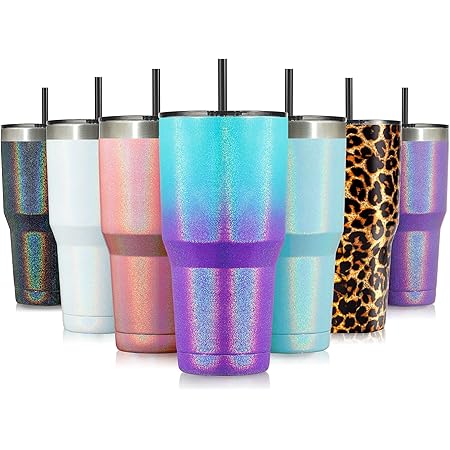 Zibtes 30oz Insulated Tumbler With Lid and Straws, Stainless Steel Double Vacuum Coffee Tumbler Cup, Powder Coated Travel Mug for Home, Office, Travel, Party (Deep Fear 1 pack)