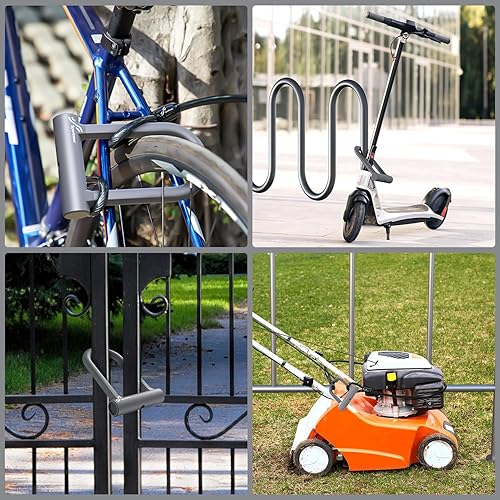 Miniatura 6 de Sportneer Candado de bicicleta  Cerradura antirrobo resistente para bicicleta con cable de acero de seguridad de 5 pies  Cerraduras en U de