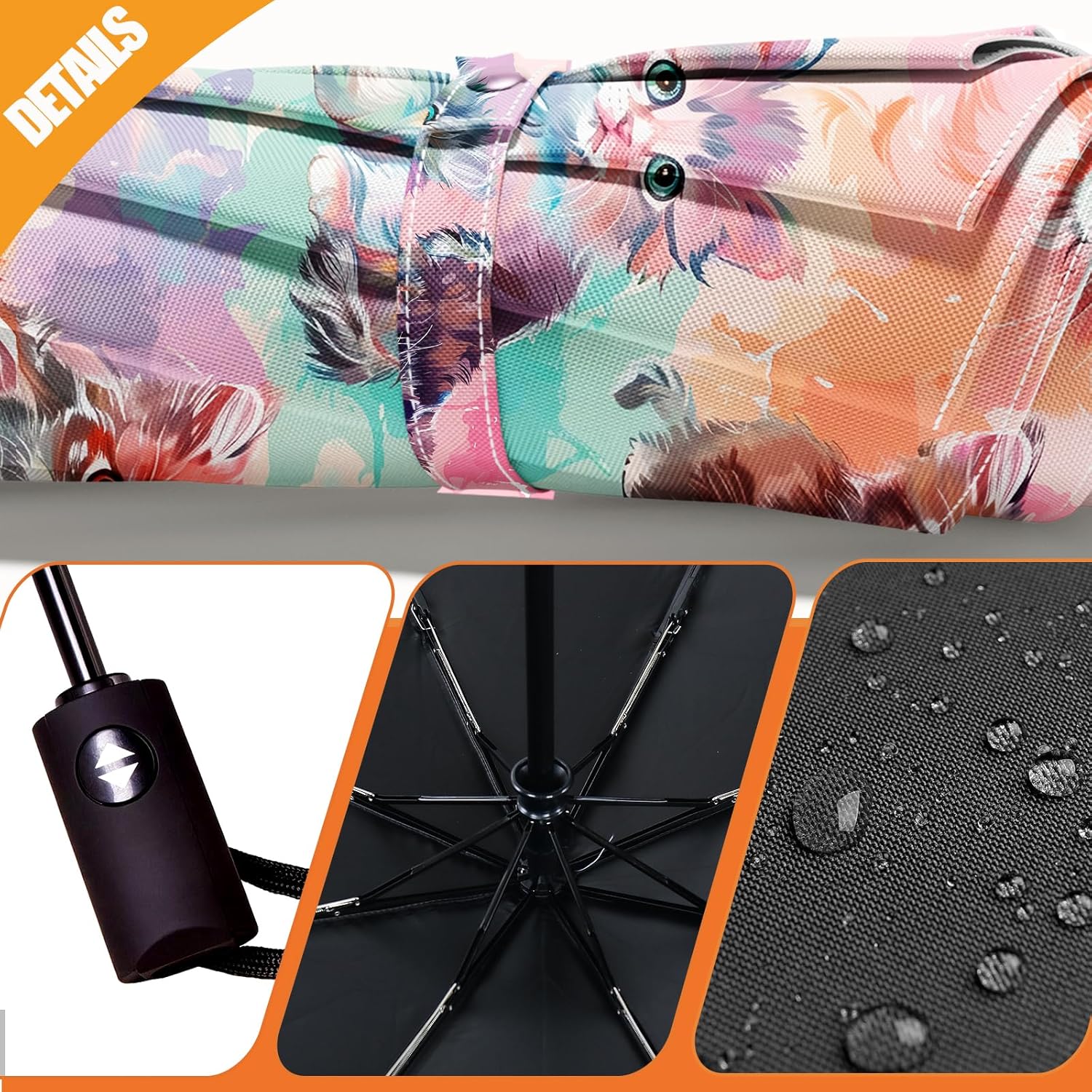 Small Compact Travel Automatic Folding Umbrella for Women, Portable Lightweight, Rain, Wind, UV Sun Shade
