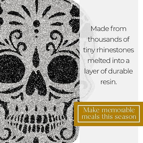 Miniatura 6 de Sparkles Home Mantel individual luminoso con calavera de azúcar, resistente al calor, para mesas de comedor, 17 x 13 pulgadas, antideslizante,