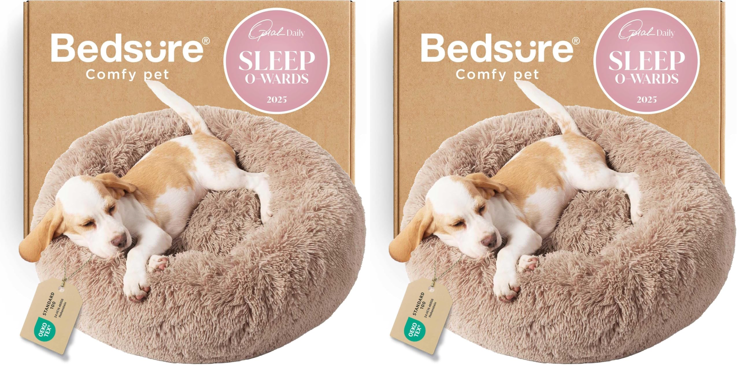 Bedsure Calming Small Dog Bed Donut Washable Cat＆Puppy Bed,23 inches 2 Pack