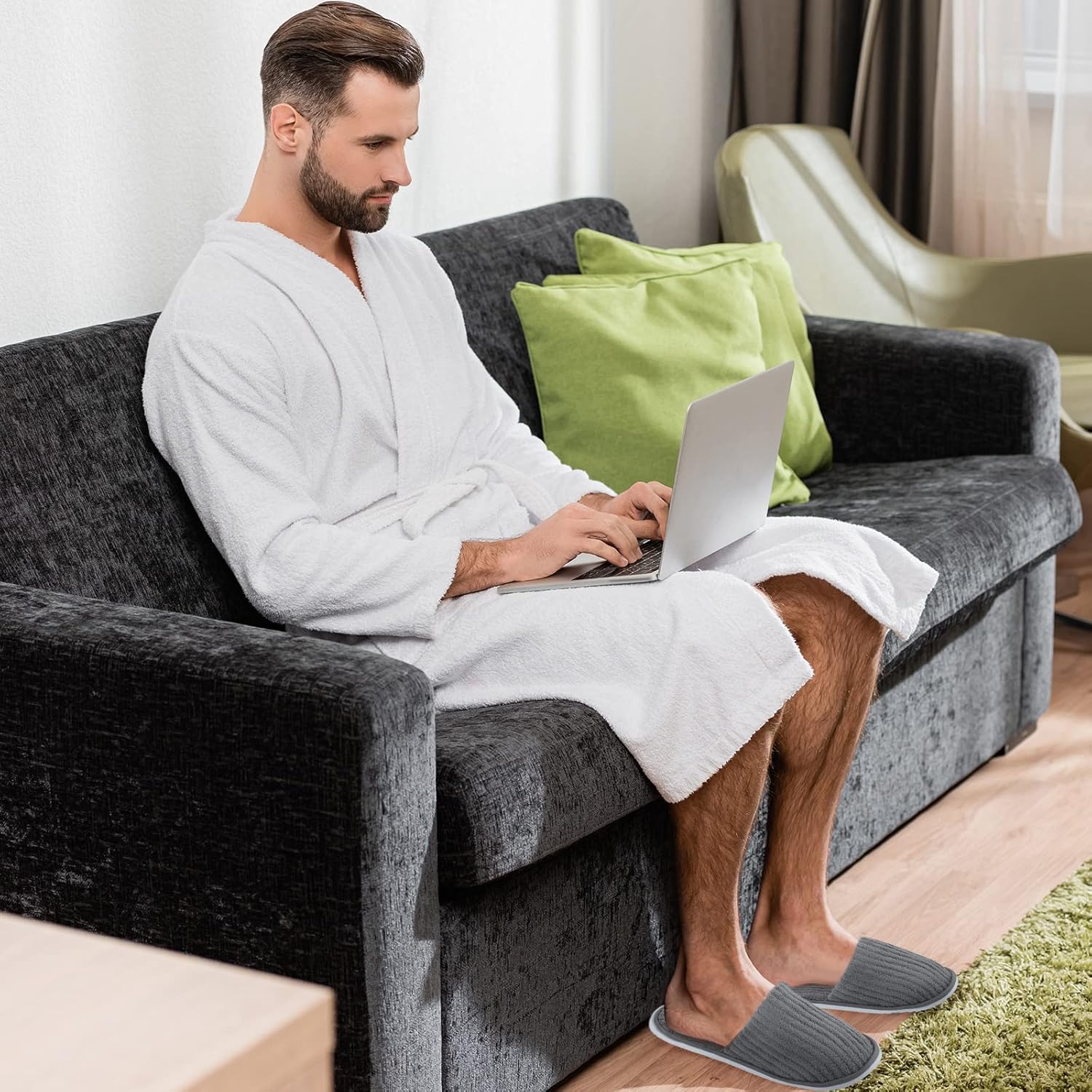 Elcoho 12 Pairs Closed Toe Spa Slippers Reusable Slippers Coral Fleece Washable Disposable Home Slippers for Women Men Guests Hotels House Slippers Housewarming Indoors Bathroom Party Traveling - Image 7