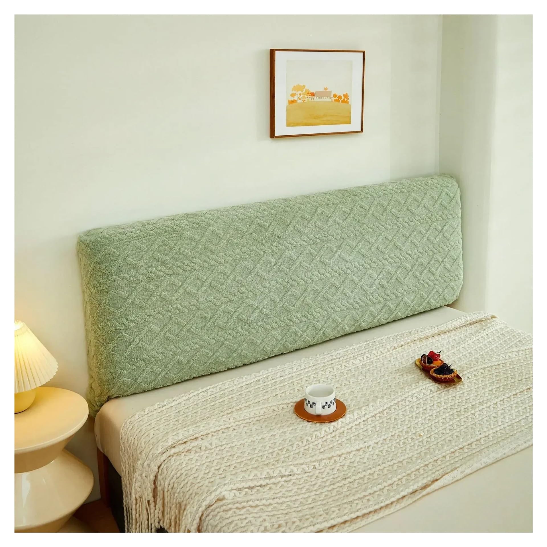 FGUJSUR Headboard Slipcover Dustproof Bed Cover Soft Touch Headboard, Back Protection Elastic All Inclusive(Green,1.5M (140cm-160cm))
