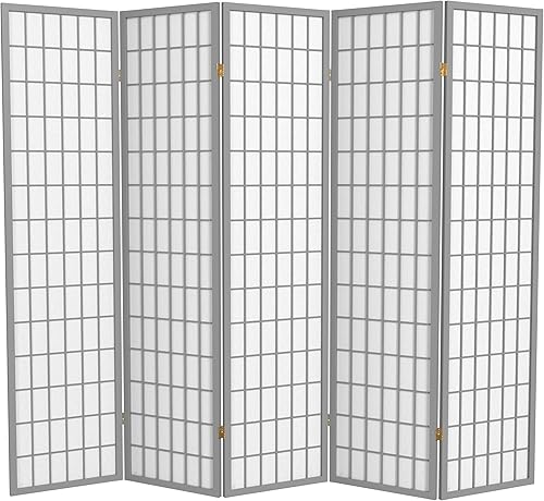 Oriental Furniture - Panel de ventana de 6 pies de alto, edición especial, color gris, 5 paneles