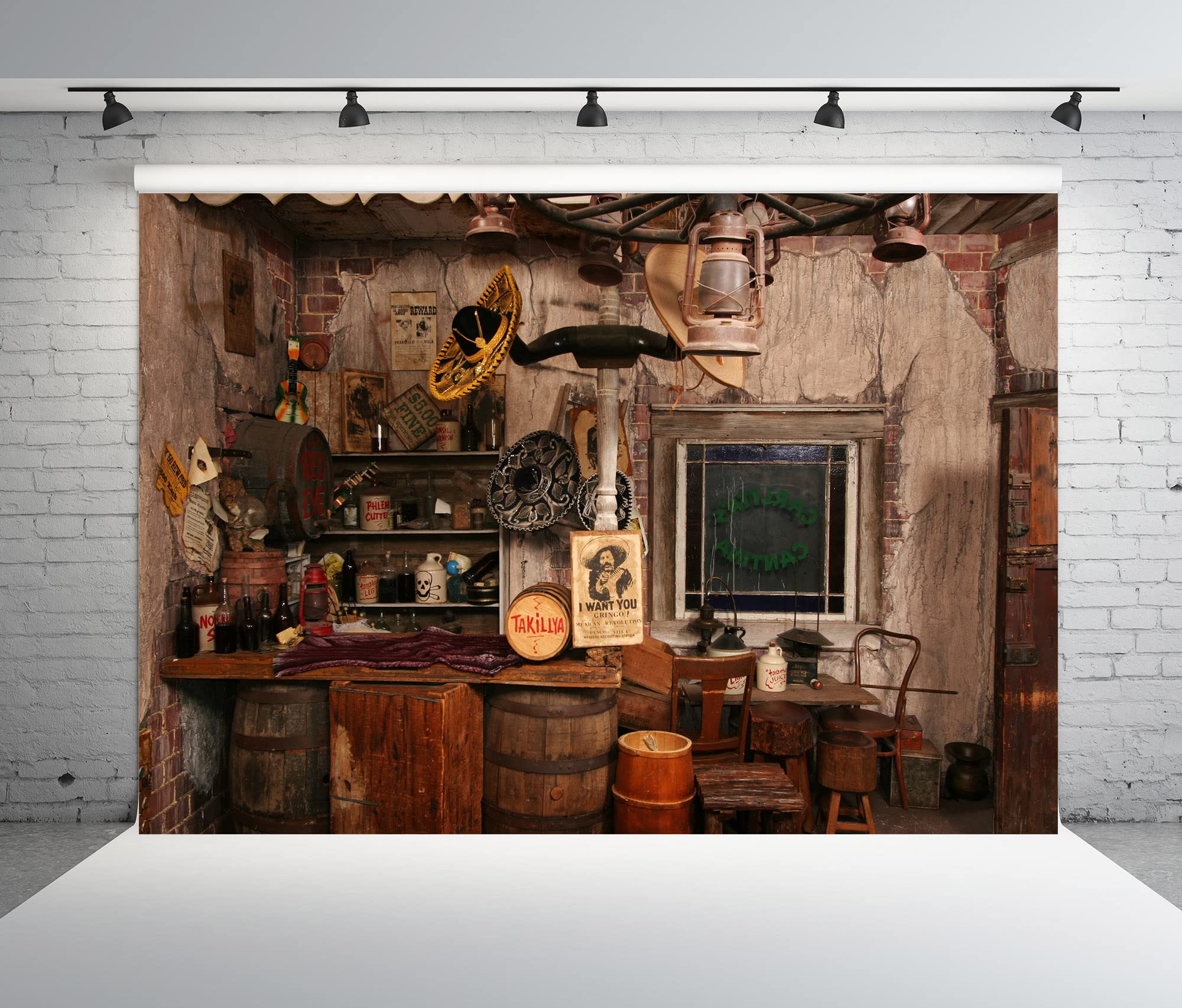 BELECO 2,7 x 1,8 m tkanina zachodni kowboje tło dziki zachód stary dom salon bar scena fotografia tło poszukiwany plakat więzienie dom rekwizyty przyjęcie urodzinowe dekoracja portret tło