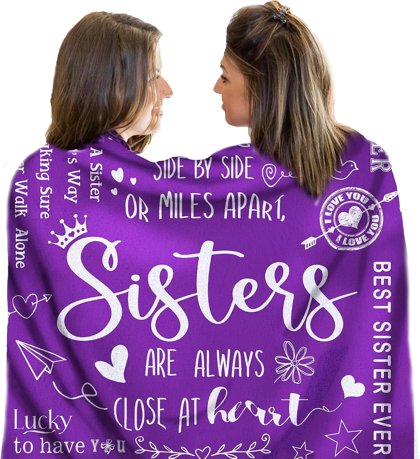 Sisters Gifts from Sister, Gifts for Mothers Day, Sister Gifts, Sister Birthday Gifts from Sister, Gifts for Sister, Big Sister Gift, Blanket, 60 x 50 Inches, Purple
