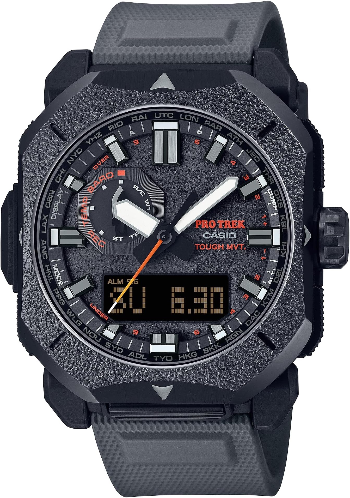 Casio Pro Trek Climber Line Tough Solar Bio-Based Resin Digital Watch, Black, Casual