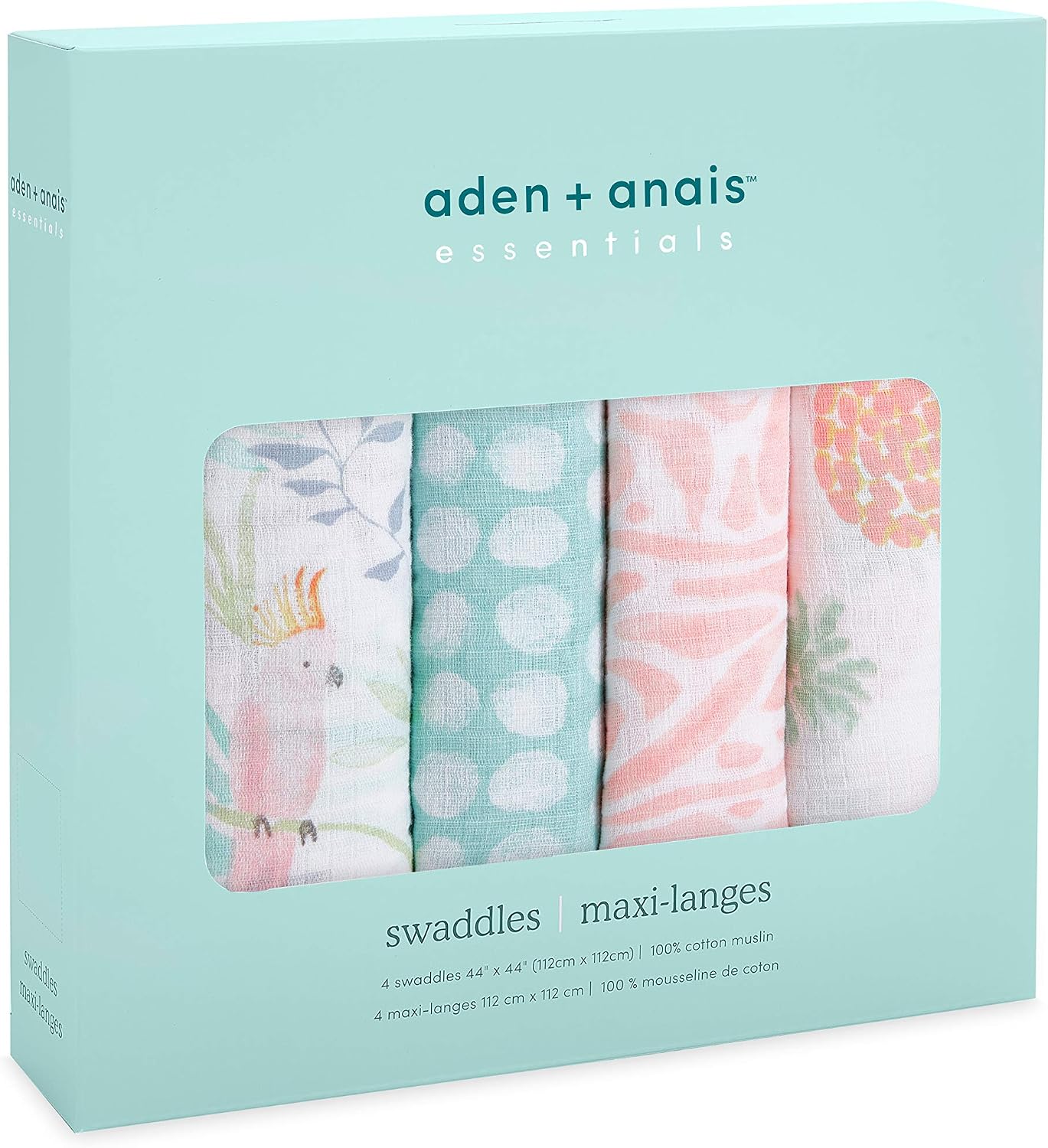 aden + anais essentials 100% Cotton Muslin Swaddle & Receiving Blanket for Baby Girls & Boys, 112x112cm - Image 4
