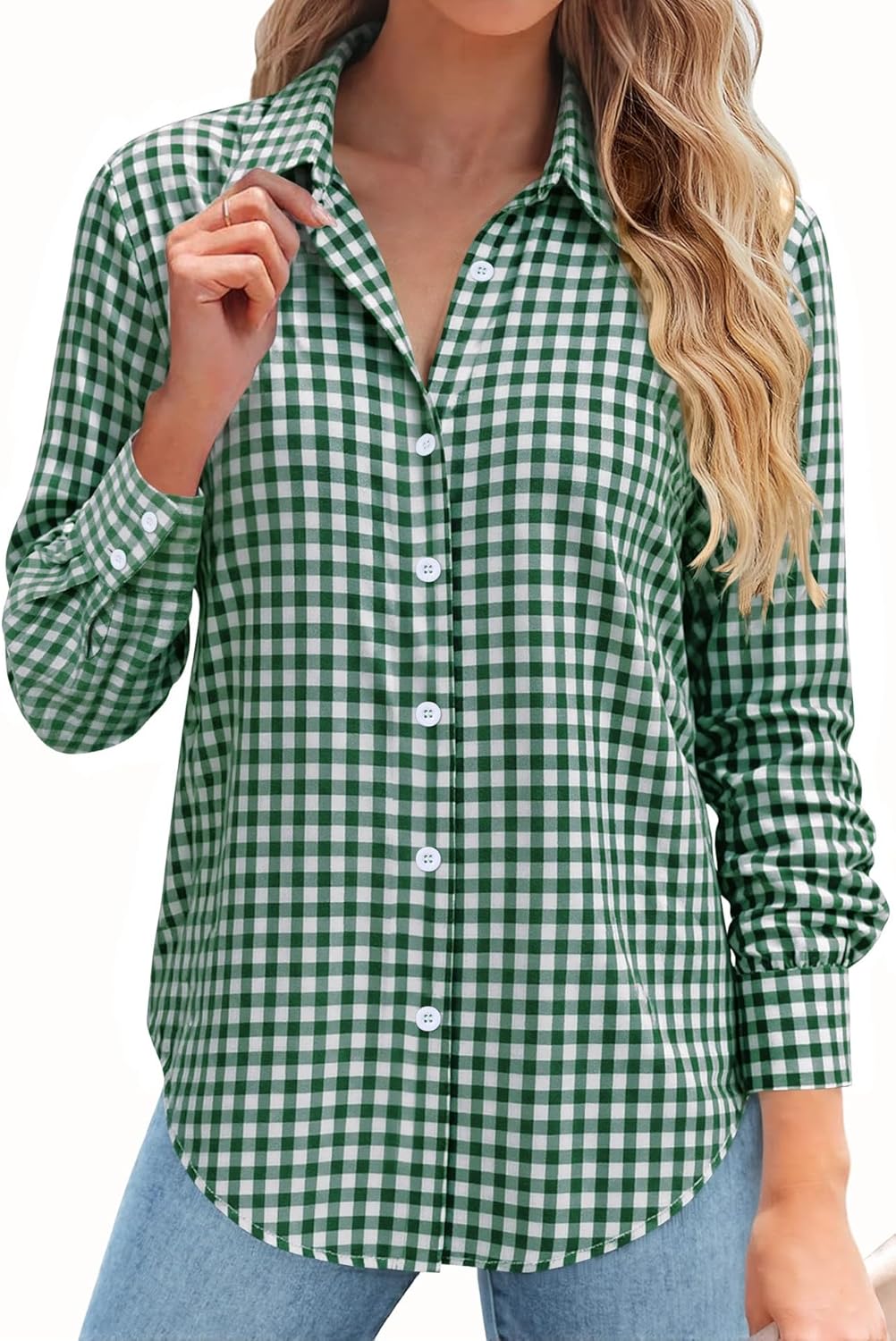 Rapbin Button Down Shirts for Women Long Sleeve Wrinkle Free Dress Shirts Casual Collared Blouses Business Work Tops - Image 2