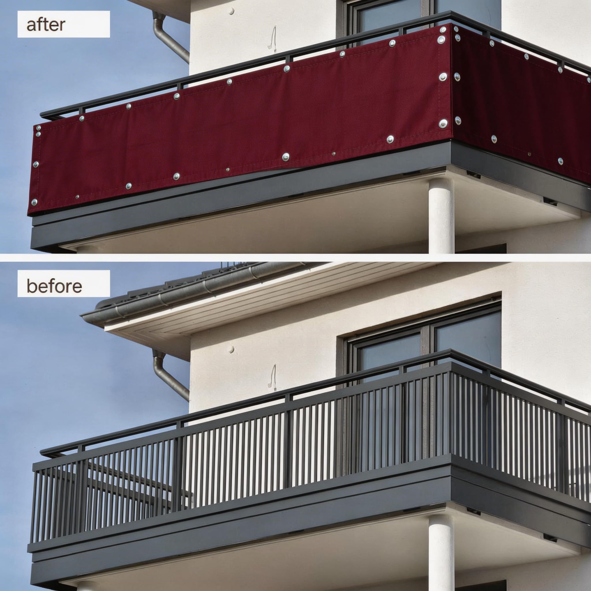 Bâche de Balcon Brise-Vue Imperméable Protection UV 90 x 320 cm Vin Rouge
