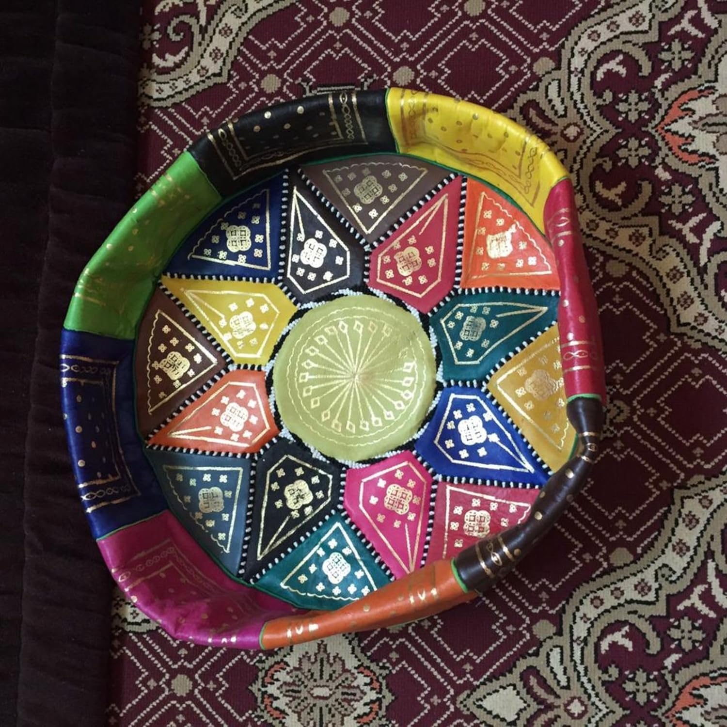 Genuine Leather Pouf Unstuffed - Moroccan Ottoman Footstool, Footrest Cover - Boho Decor - Bohemian Living Room, Bedroom, Kids Room, Gift & Wedding