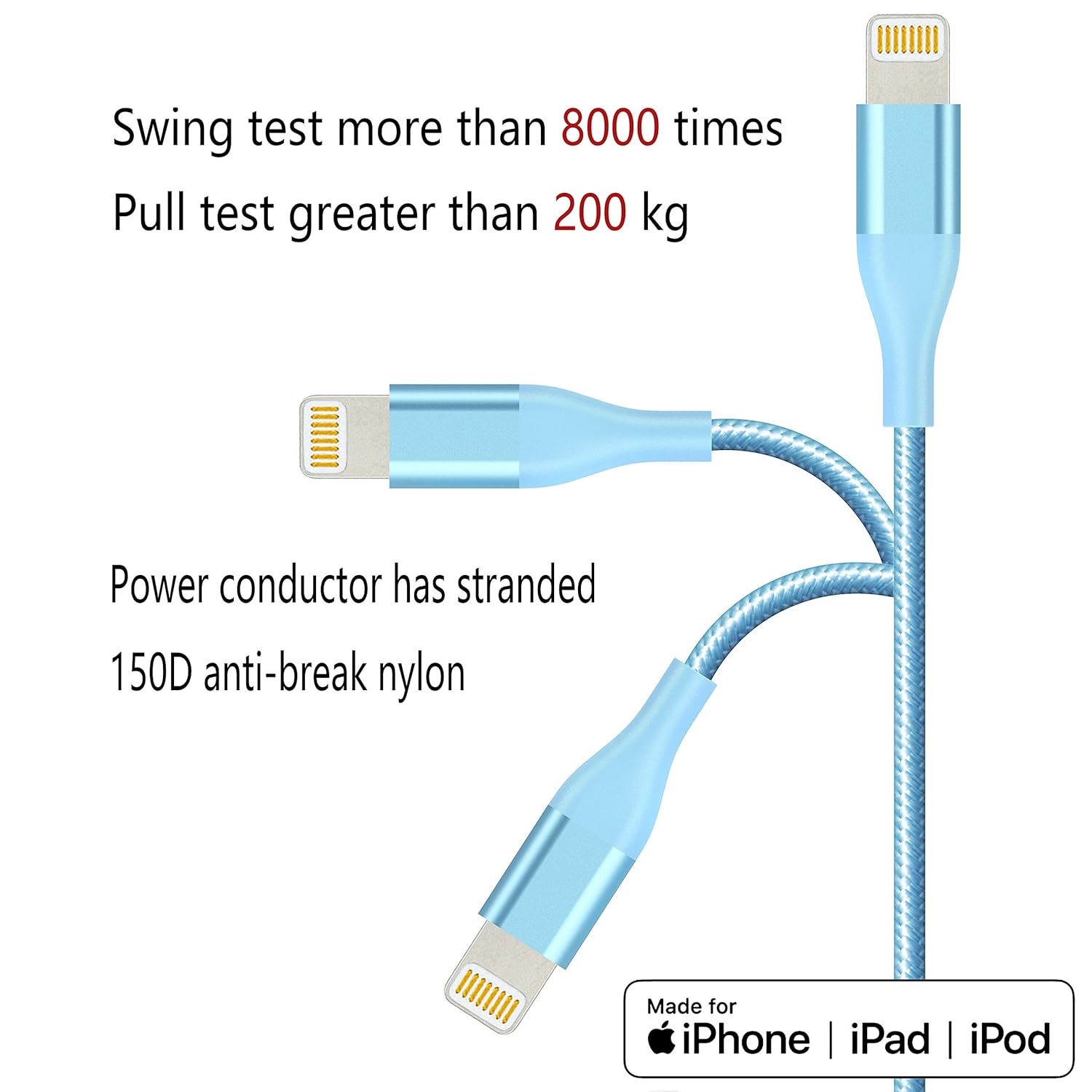 Tор Rаtеd Colorful Lightning Cable HaoKanDe 4Pack(10/6/6/3ft) iPhone Charger Apple MFi Certified Nylon Braided USB Charging Cord for iPhone 11Pro MAX Xs XR X 8 7 6S 6 Plus SE 5S 5C (Bule)