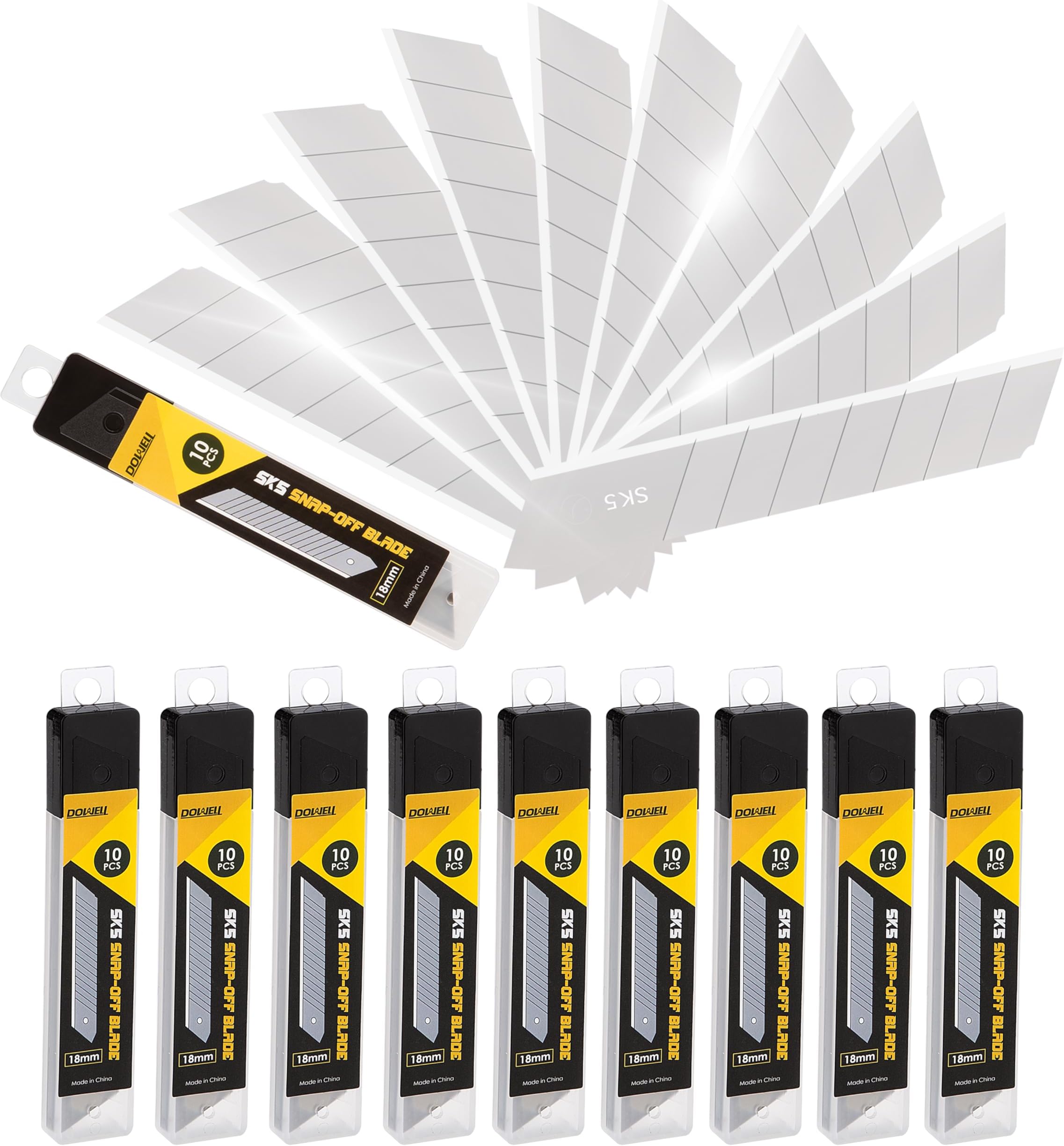 18mm Snap Off Blade SK5 Utility Knife Retractable Blades Box Cutter Blades (100pc)