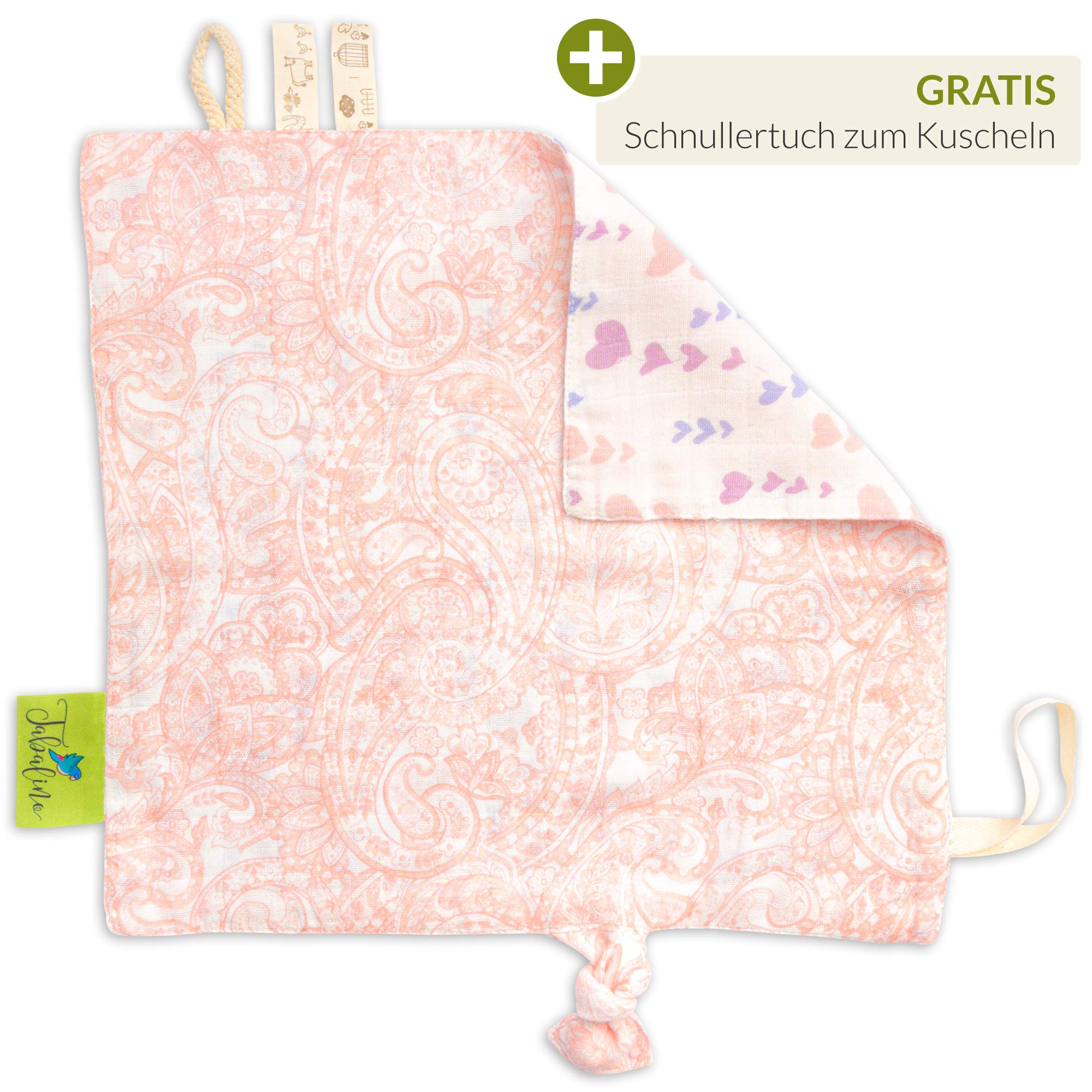 Fabuleuses Chiffon Bambou Langes de Gaze/Chiffons/décorés Motifs Souple - 80 x 80 cm - Pack de 4 avec Doudou Mouchoir et Emballage Cadeau (Cachemire)