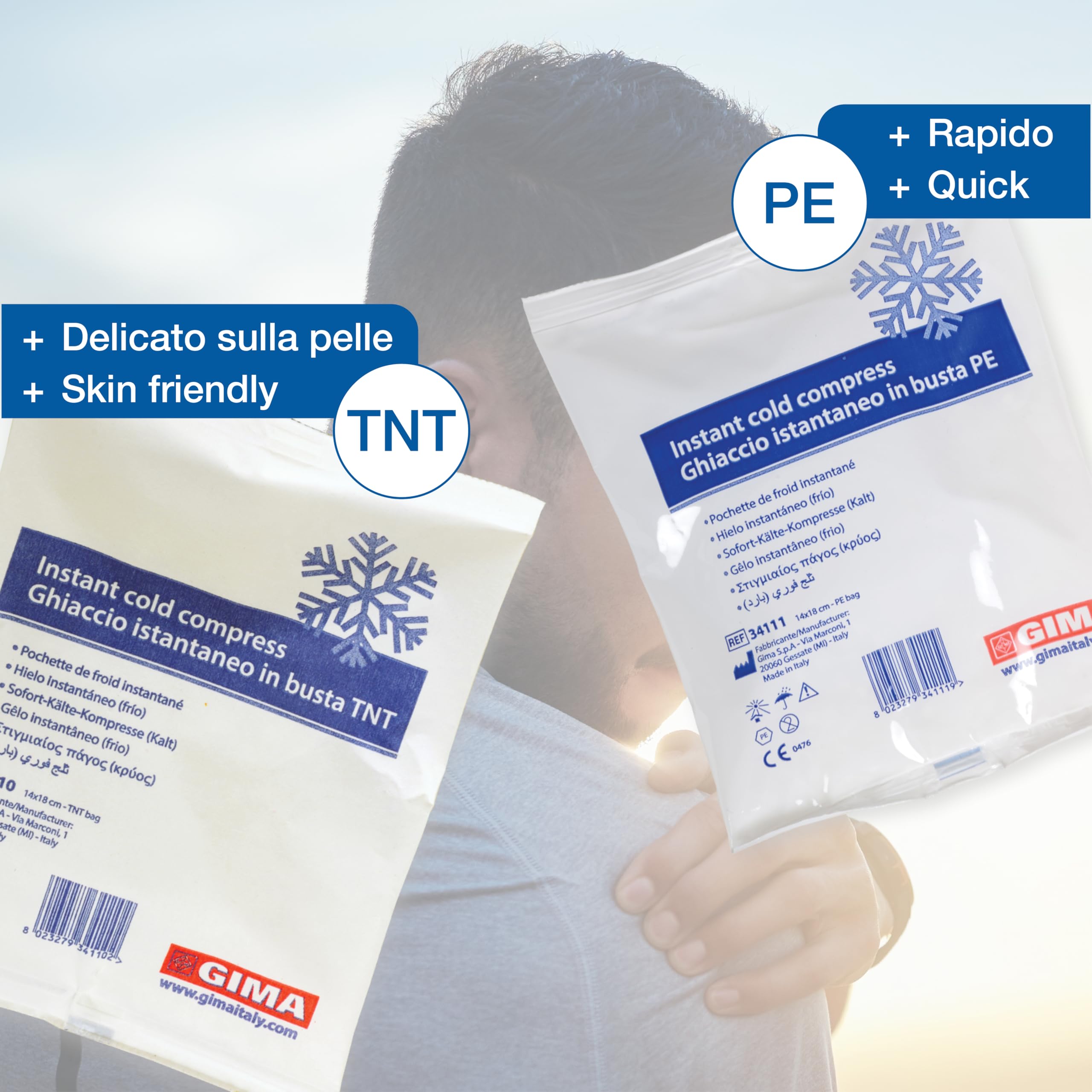 GIMA Hielo instantáneo en bolsa no tejida para crioterapia, traumatismos e hinchazón 34110