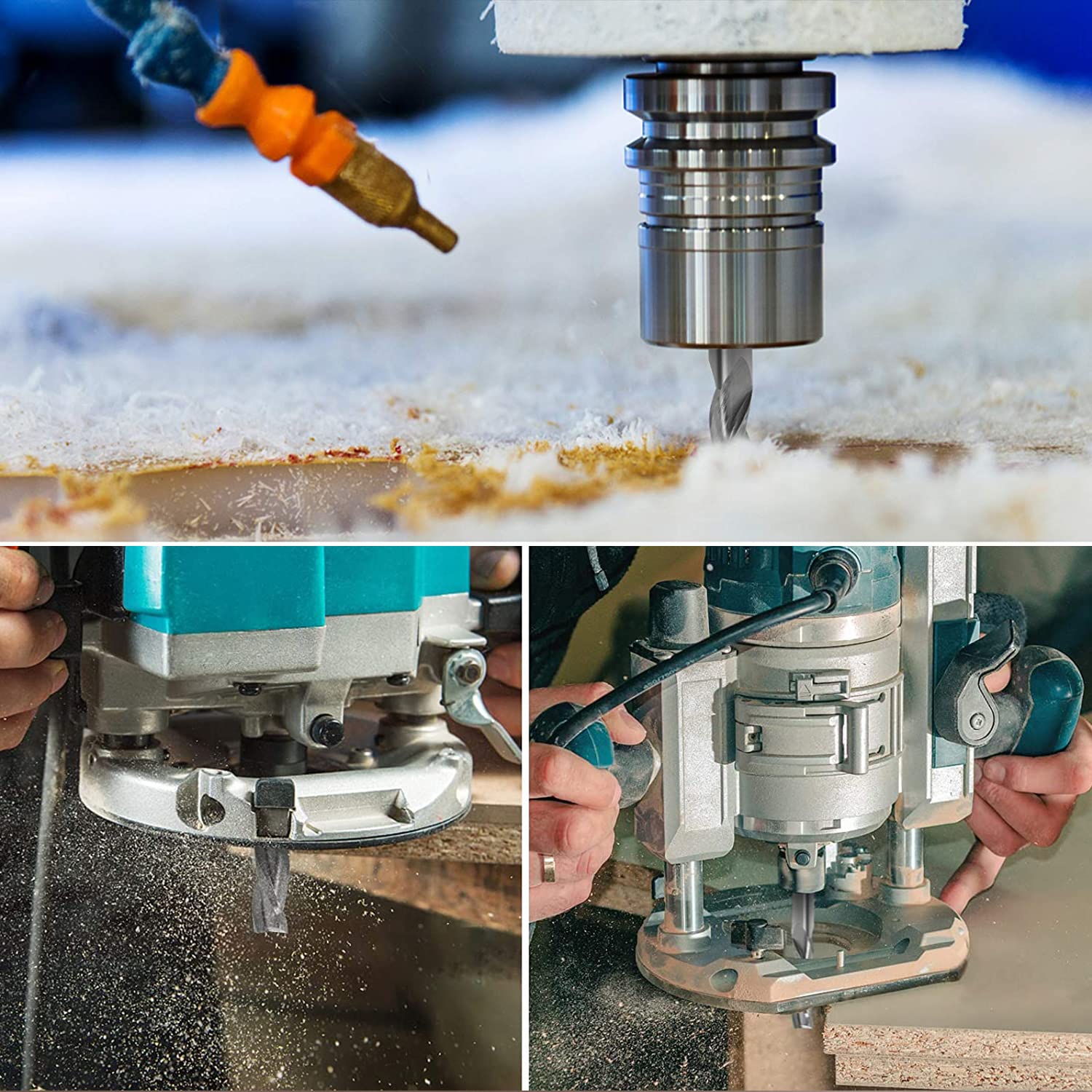 Spiralnutfräser 8mm schaft/VHM CNC Spiralfräser /32 mm Schnittlänge Schaftfräser/CNC Fräser Oberfräse/Kompressionsfräser Zweischneidige für Holz (2+2 Flöten)