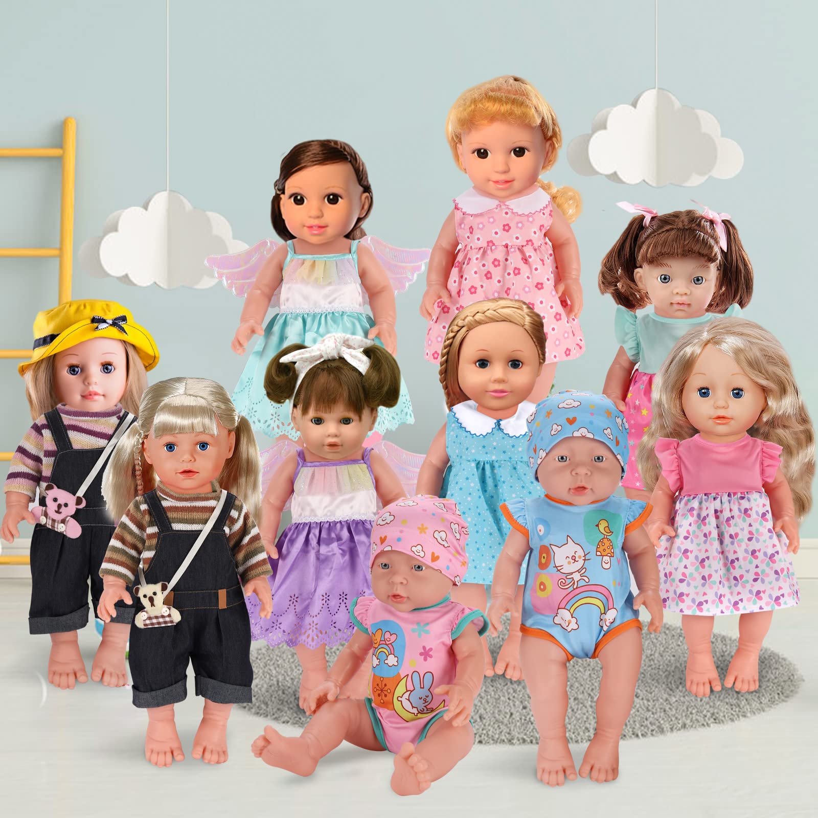 Diealles Shine Ropa Para Muñecas New Born – Conjunto De Vestiditos Para Muñecas De 35-43 Cm, Tela Suave Y Fácil De Vestir, Pack De Moda Para Regalar A Niños (Muñeca No Incluida)
