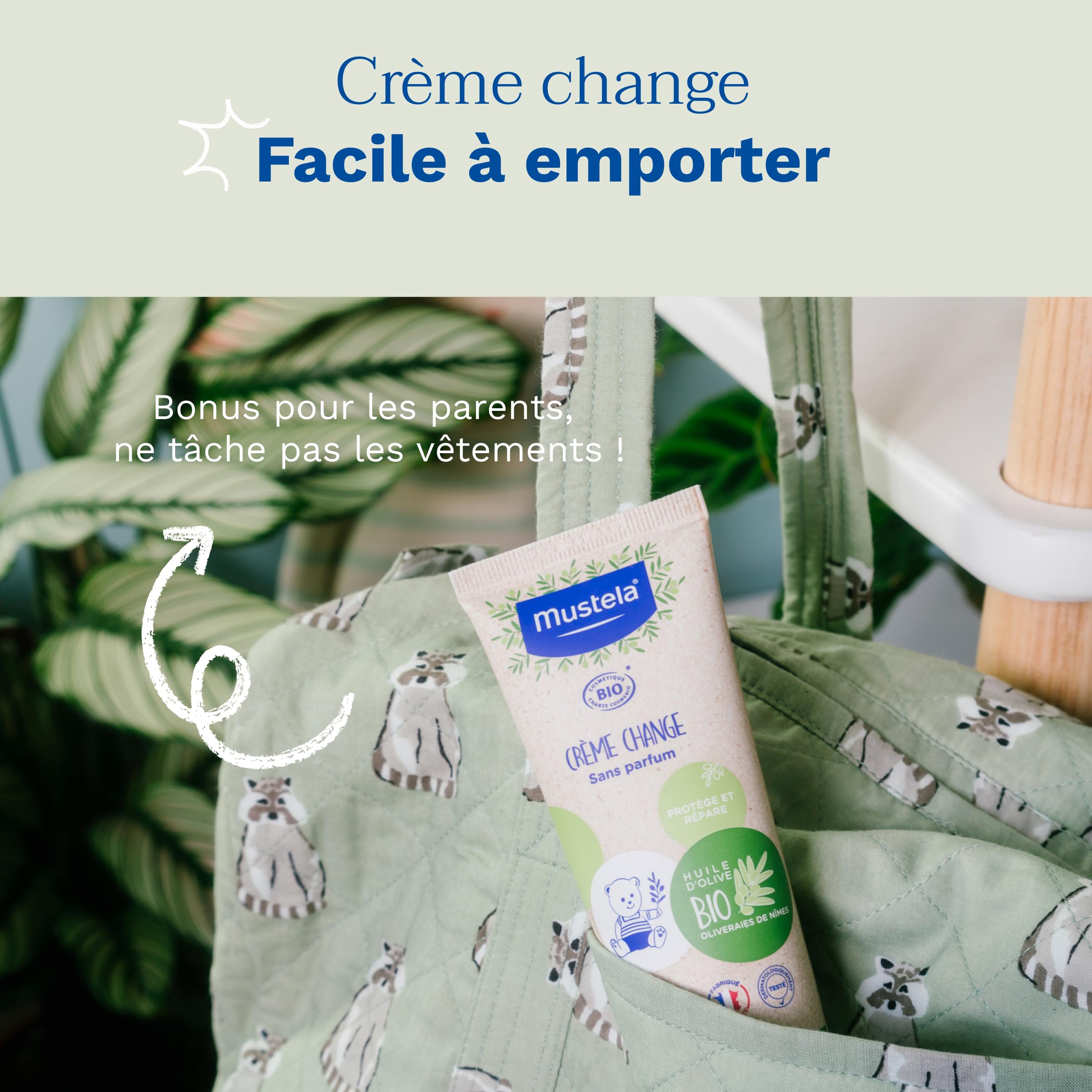 Mustela - Crème Change Bébé à l'Huile d'Olive Bio - Soin Protecteur et Apaisant Bio - Huile d'Olive, Aloe Vera et Oxyde de Zinc - Crème Change pour l'Hygiène Bébé Sans Parfum - Dès la Naissance