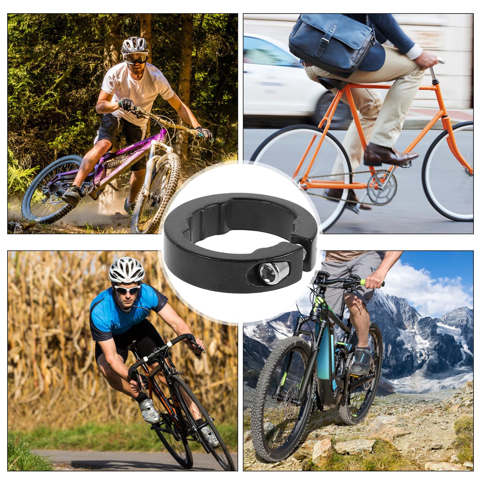 Anneaux de Serrage Fatigue et Stabilité Renforcée 8mm en Alliage D'aluminium Lot de 2 Guidon Noir pour Poignées de Vélo de Route et VTT