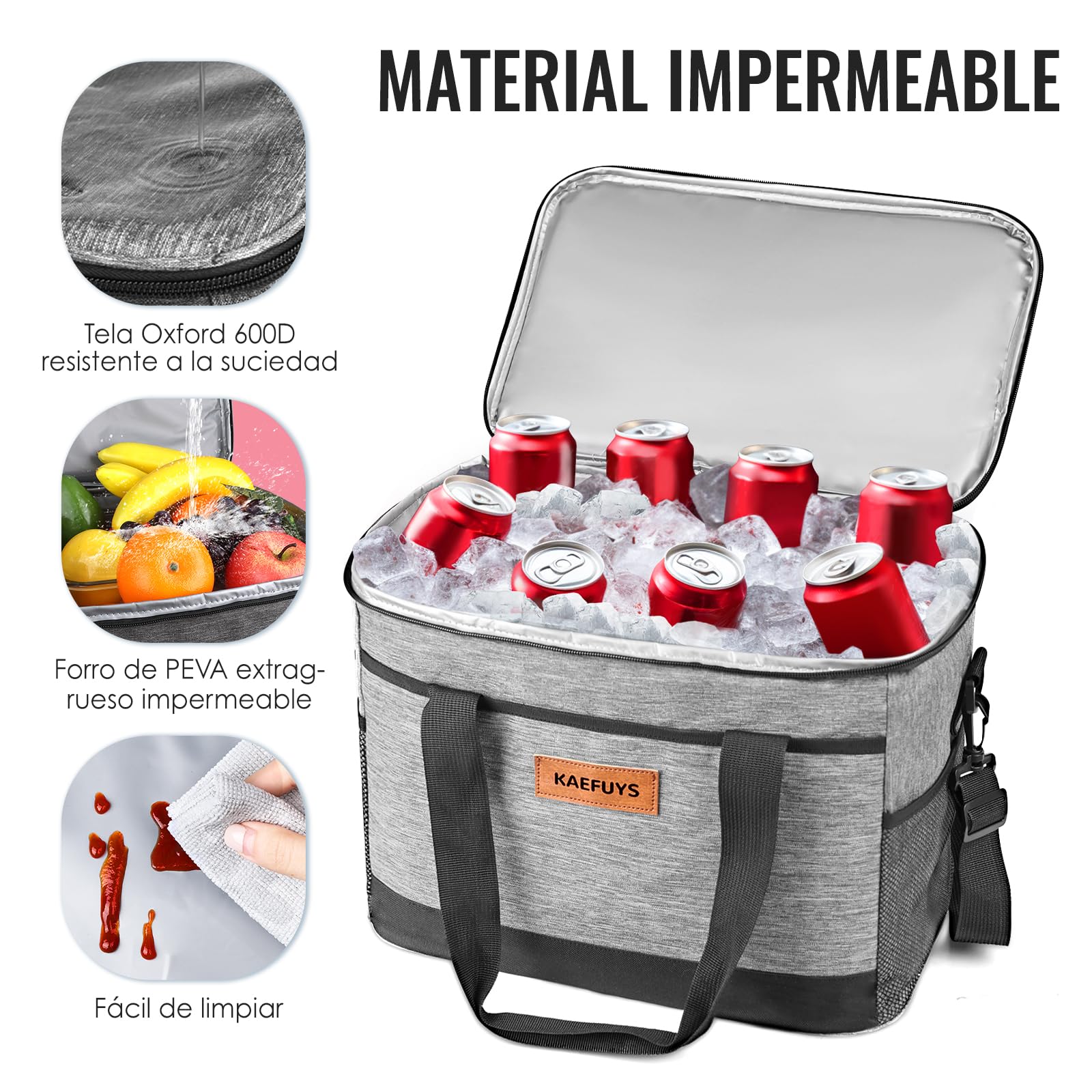 KAEFUYS Bolsa Térmica 33L Bolsa Porta Alimentos Bolsa Isotermica Porta Alimentos Bolsa Comida Trabajo Impermeable Lunch Box para Oficina, Viaje,Pícnic,Colegio,Camping