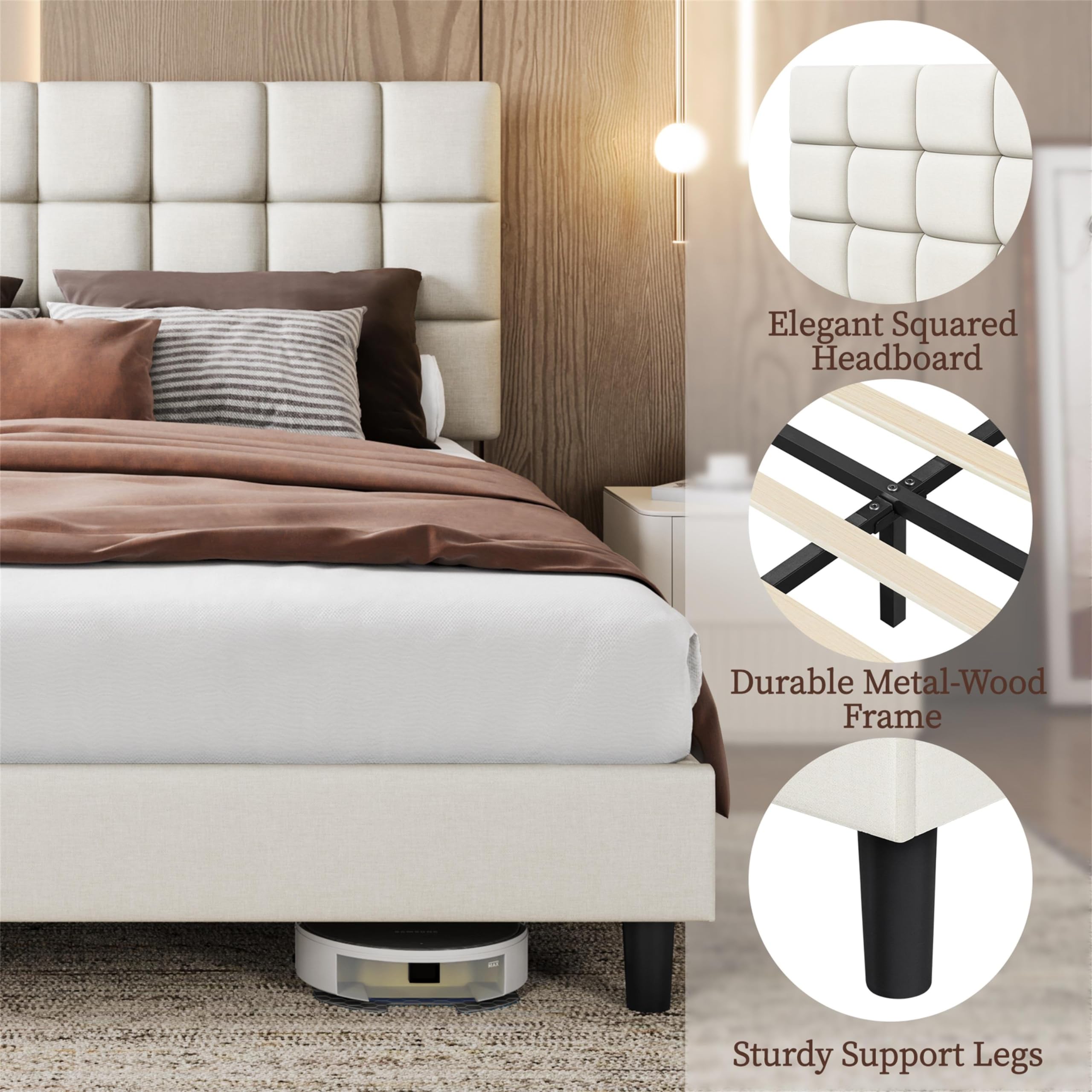 Yaheetech Polsterbett 160 x 200 cm Höhenverstellbares Doppelbett – Bild 7