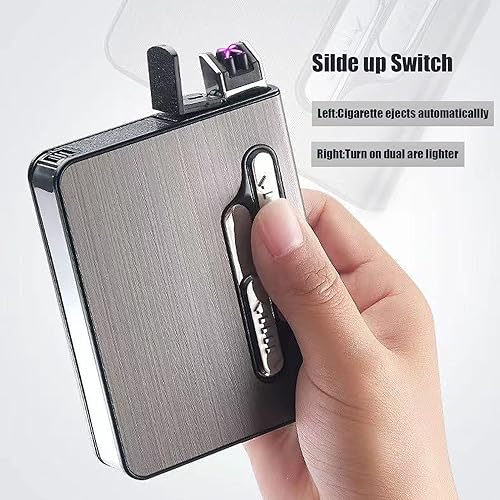 Miniatura 2 de OLDENDO Caja de cigarrillos con encendedor, 10 cajas de cigarrillos de tamaño regular, soporte de expulsión automática integrado con encendedor de