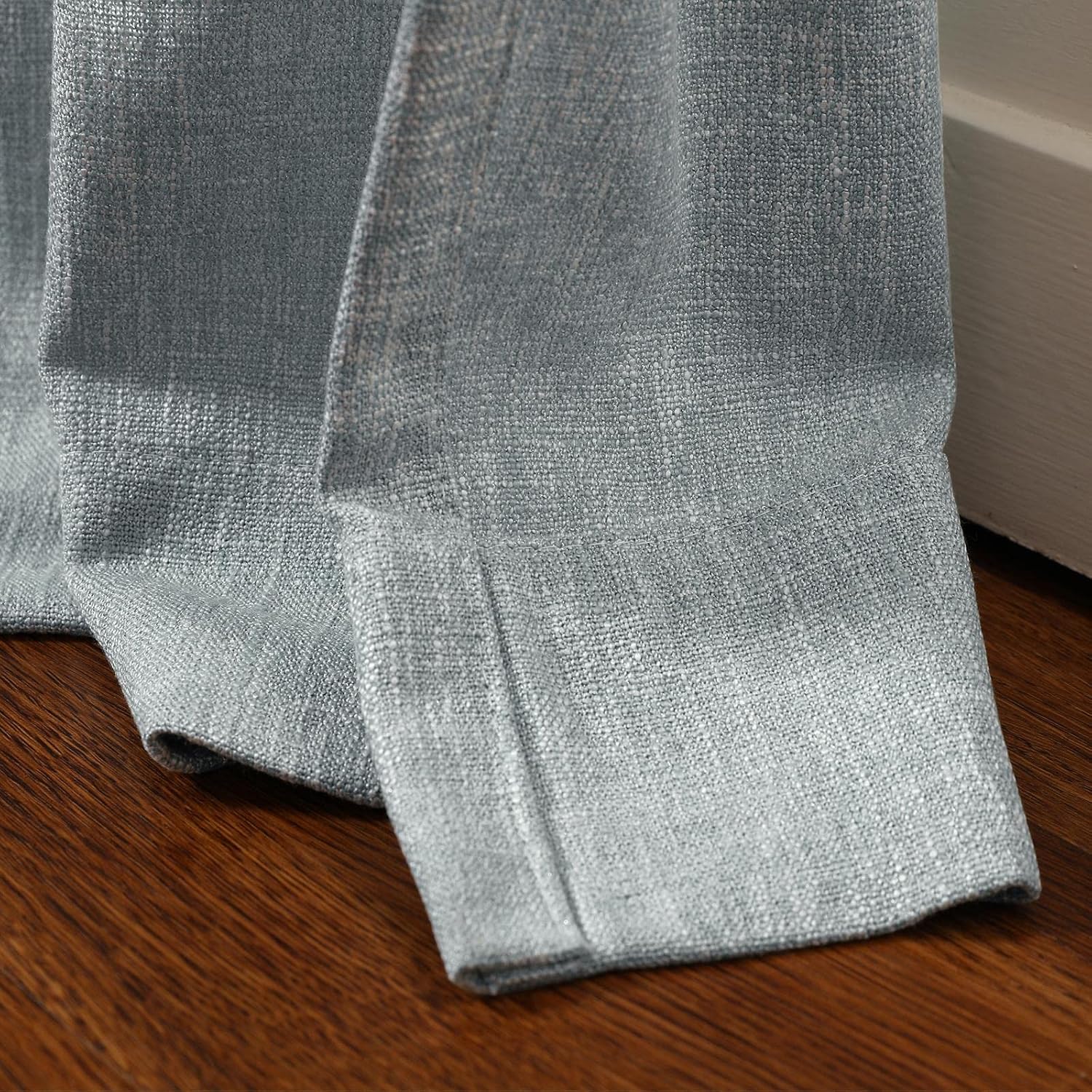 ChadMade Natrual Cotton Curtain 63 inches Long Drape Pravicy Protecting Curtain for Traverse Rod Versatile Rod Pocket Hook Belt Back Tab 50Wx63L, 1 Panel, Dusk Blue, Sarai Collection