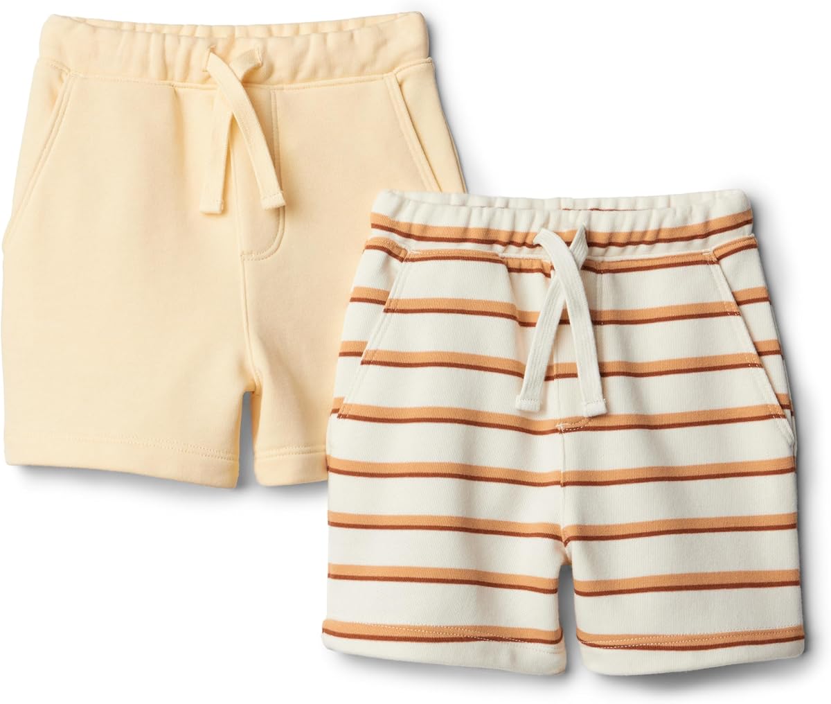 Amazon Essentials x Sofia Grainge Pantalones cortos de rizo francés de punto sin cordones para niños pequeños y bebés, paquete de 2