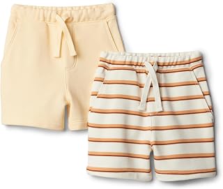 Amazon Essentials x Sofia Grainge Toddler and Baby Boys' Elasticated Pull On Knit Shorts, Cotton Blend, Breathable, Pack of 2