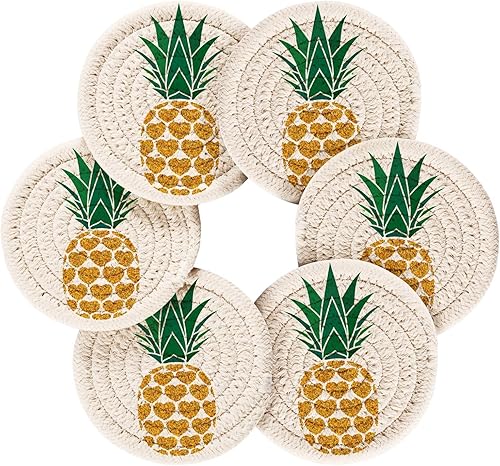 Vista 103 de Juego de 6 posavasos para bebidas con soporte, diseño retro de estrella de mar y estrella de mar, juego de 6 posavasos decorativos absorbentes