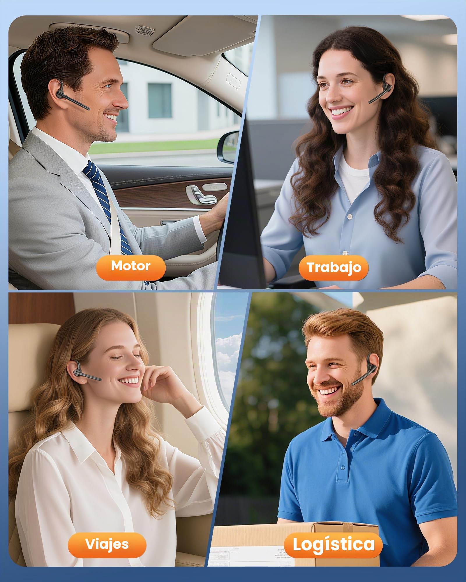 New Bee Auriculares Manos Libres Oreja Bluetooth con Doble Micrófono ENC Cancelación, Bluetooth V5.1 Auriculares Inalambricos Conexión de 2 Dispositivos 12hrs Talk Conducir/Oficina