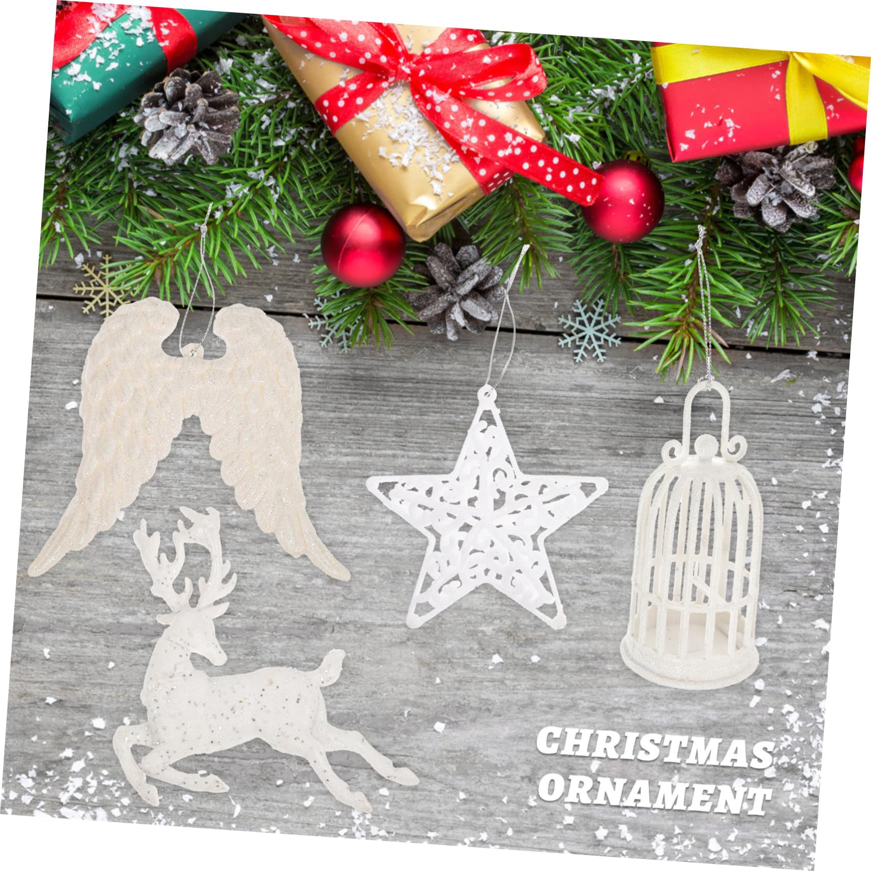 ULTECHNOVO 3 Set Ornamenti Per L'albero Di Natale Decorazioni Sospese in Decorazione Dell'ornamento Animale Ornamenti Di Animali Schiuma Bianca 4 Pezzi * 3