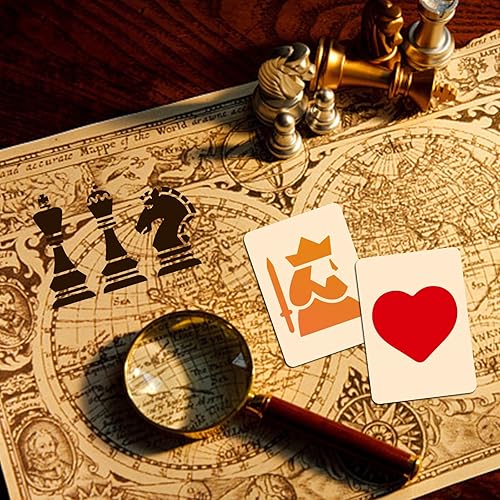 Miniatura 5 de MAYJOYDIY Plantillas de ajedrez de 11.8 x 11.8 pulgadas, corazones, clubes, diamantes, espadas, con pincel, piezas de ajedrez internacional, trajes