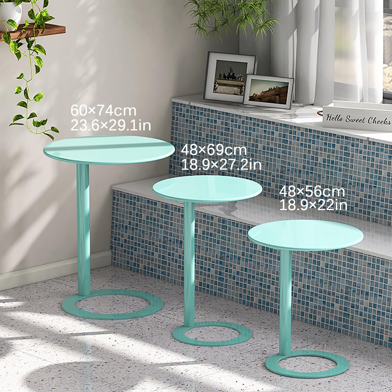 Tavolino A Forma Di C – Mobile Portatile Per Divano, Letto, Piccoli Spazi, Finitura Oro (48x56cm) - 3