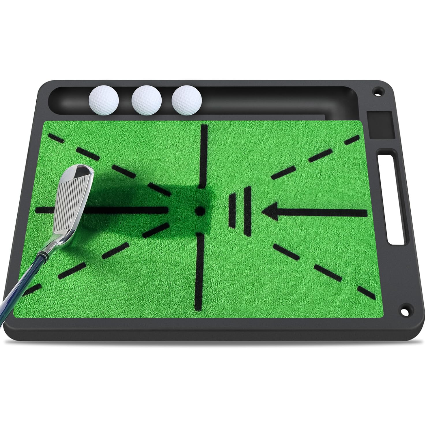 Voxor Golf Swing Training Mat, 13"x17" Premium Golf Practice Mat for Swing Detection, Professional Golf Impact Mat with Integrated Ball-Tray, Heavy Duty Non-Slip Rubber Bottom, for Indoor Practice