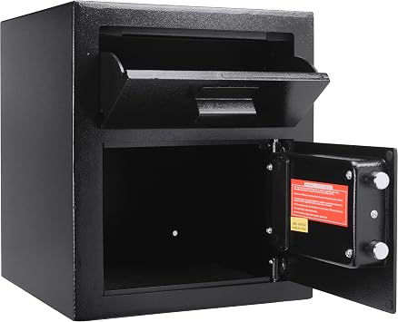 Barska Depository Safe with Digital Keypad Steel Drop Safe for Cash & Mail Dual PIN Access, Anti-Pry Hinges, Mounting Kit Included