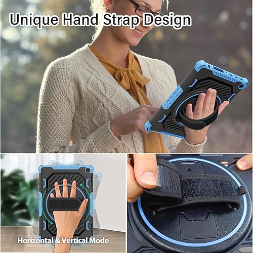 Miniatura 6 de ROISKIN Funda con correa de mano giratoria de 360 grados apta para niños Funda resistente a prueba de golpes de doble capa para tableta de 1210