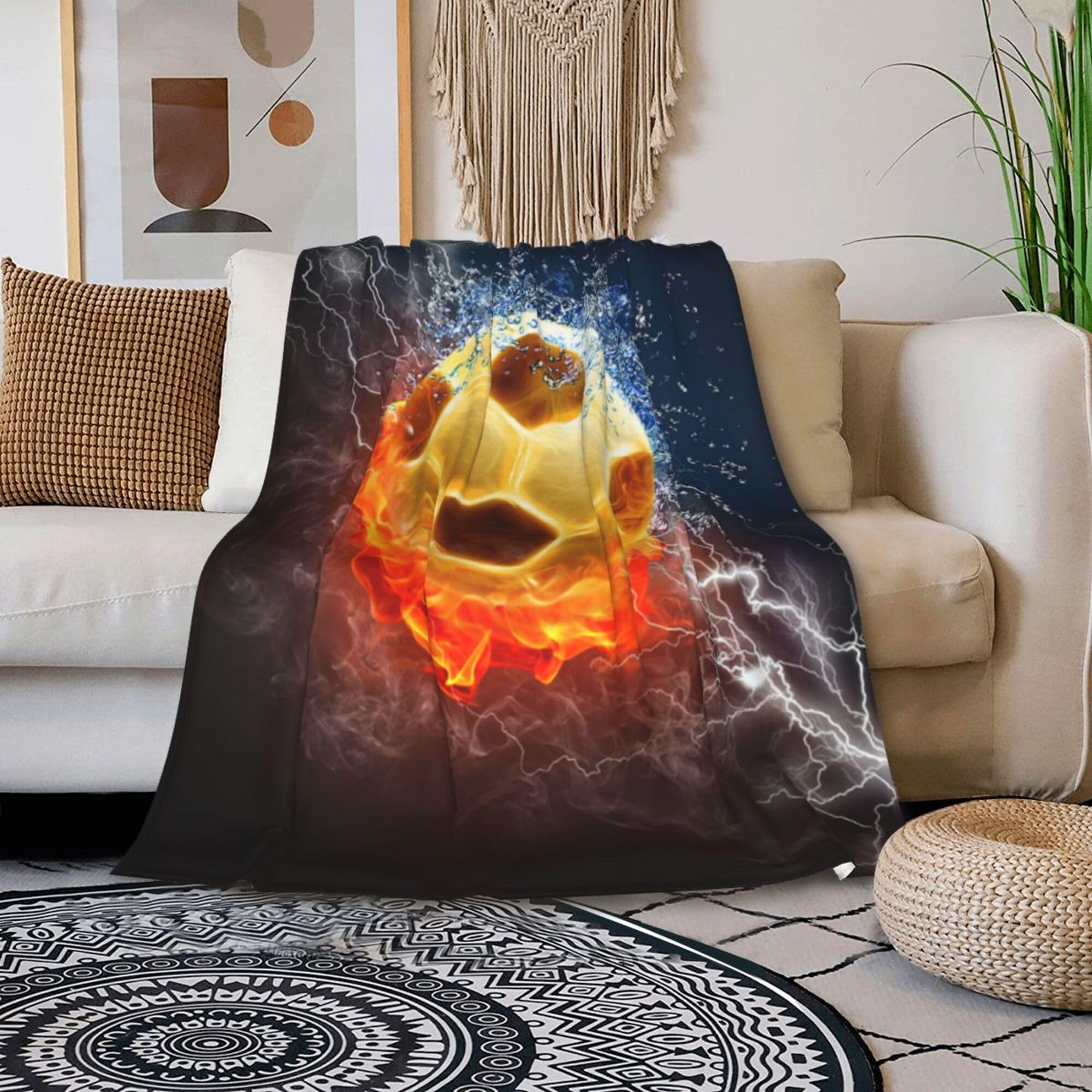 Gaakvrr Soccer Blanket Throw Soccer Ball Blankets Soft Lightweight Flannel Warm Cozy Football Blanket Gifts for Sport Fans Kids Adults 130x150cm(50x60 Inch) - Image 3