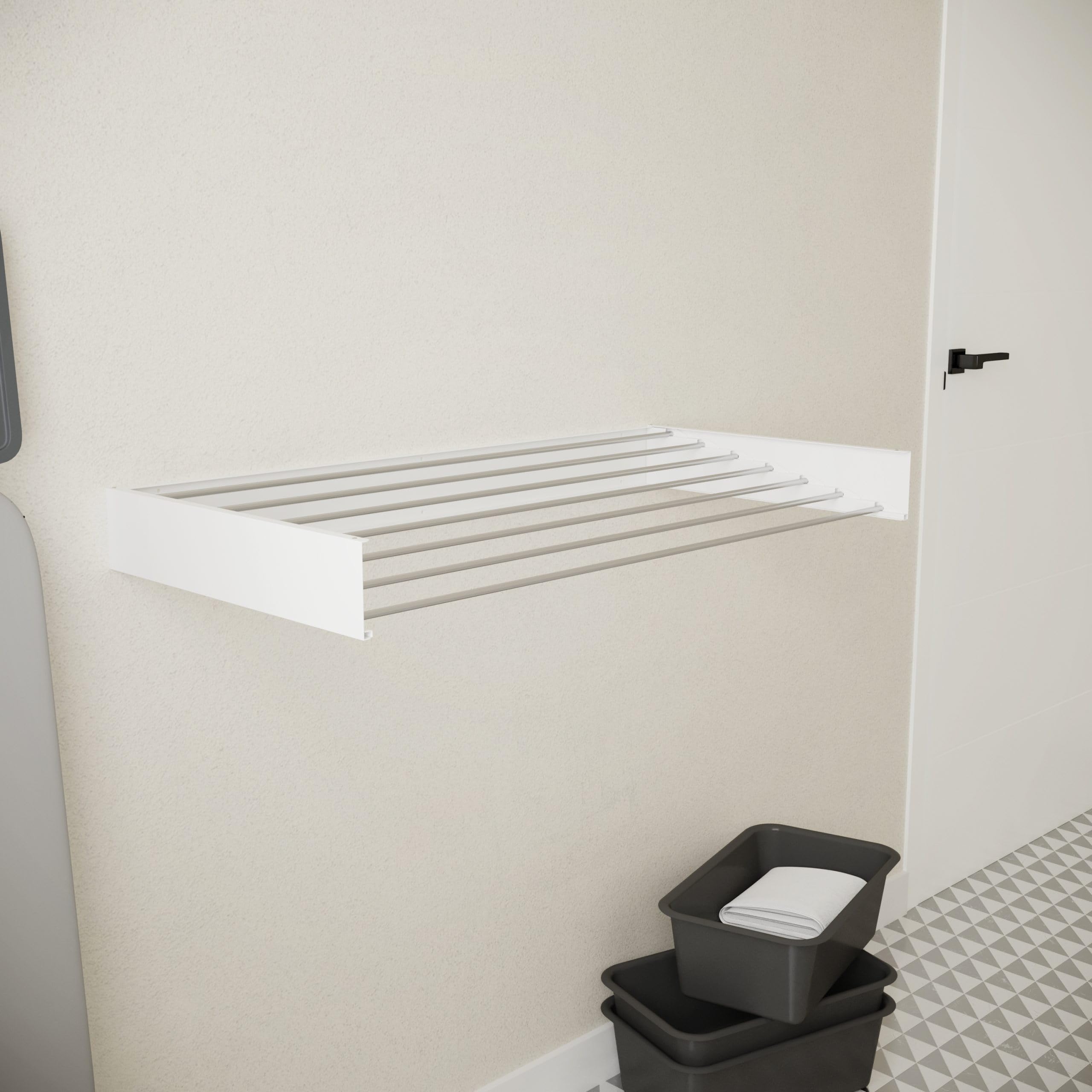 Wäscheständer Ausziehbar - Wandmontage, 8,4m Trockenlänge, Klappbarer Wäschetrockner 120cm, Weiß, Robust & Platzsparend, Ideal für Innen- und Außenbereich
