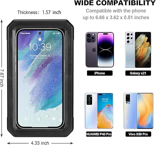 Miniatura 2 de Obsoorth Soporte impermeable para teléfono de ducha montado en la pared, rotación de 360, antivaho HD, alta sensibilidad, pantalla táctil, funda