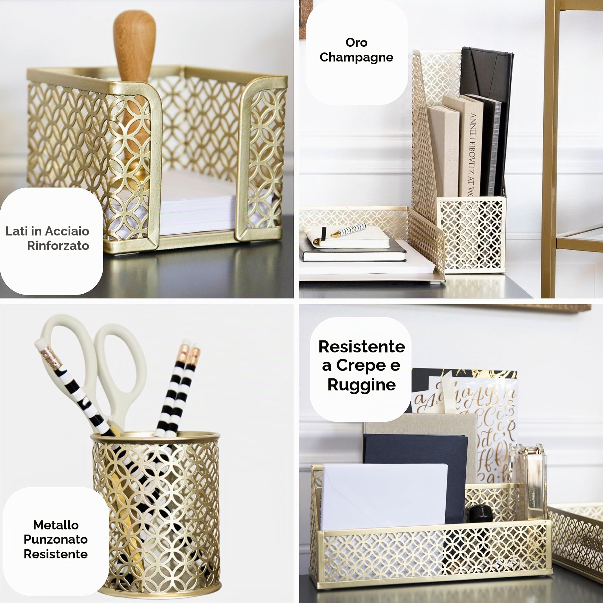 BLU MONACO - Set da scrivania, 3 pezzi 5 Piece Oro